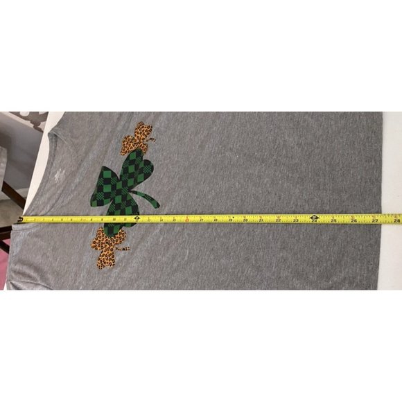 Celebrate Together St Patrick's Day T-shirt Women's Clover Gingham Gray XL - Picture 5 of 9
